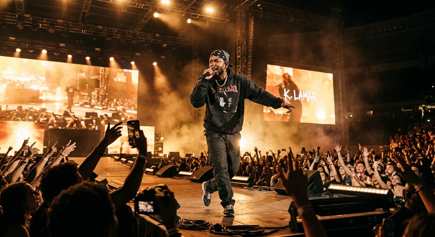 Kendrick Lamar performing live, reflecting the success behind his net worth