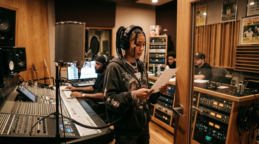 Coi Leray in the studio during her early career and net worth growth