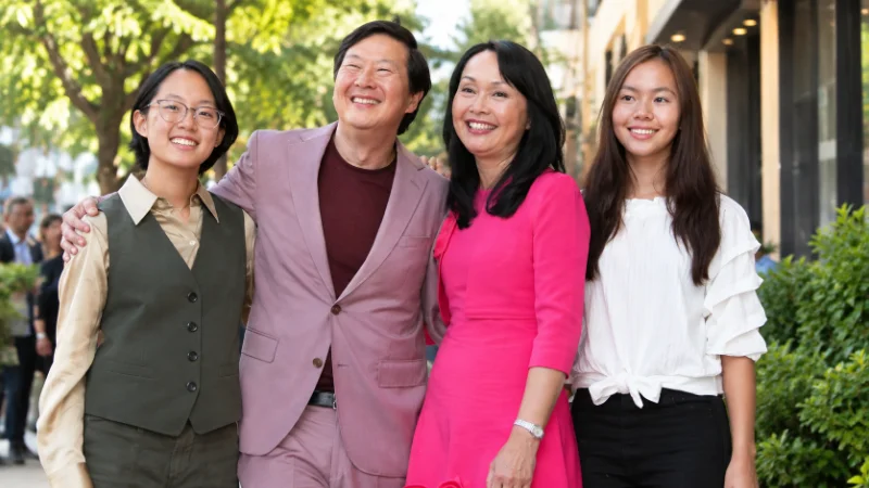 Alexa Jeong on a student film set with a small crew