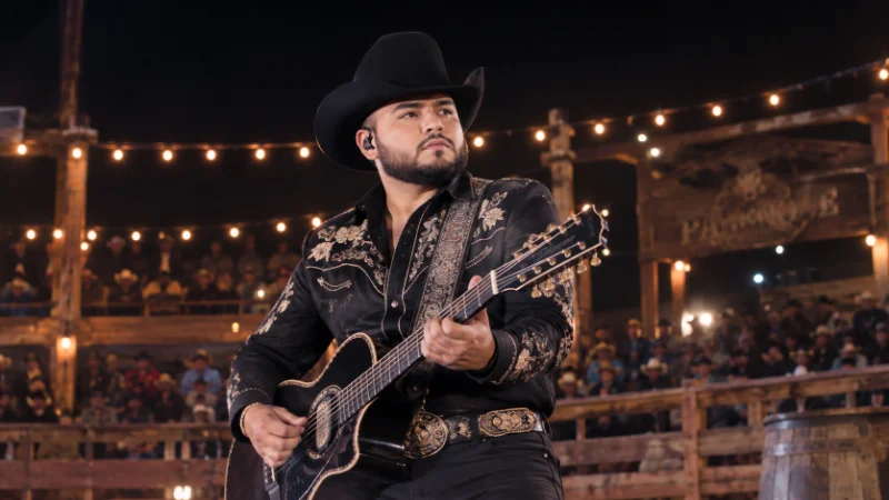 Gerardo Ortiz performing at a traditional Mexican palenque early in his career