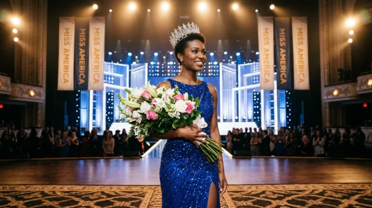 Nia Franklin on stage after being crowned Miss America