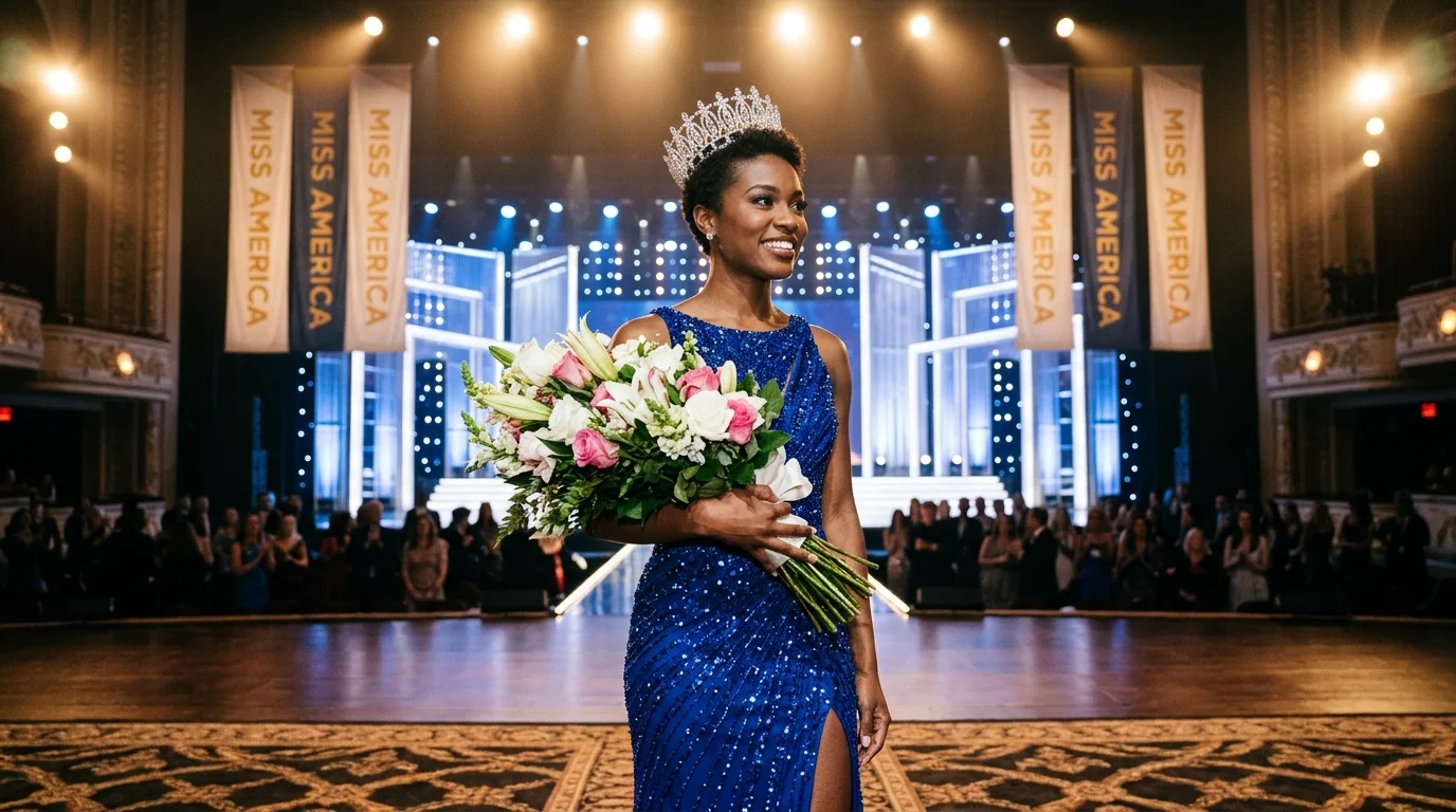 Nia Franklin on stage after being crowned Miss America