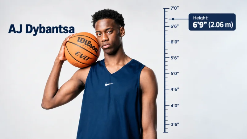 AJ Dybantsa having his height and wingspan measured at the NBA Draft Combine